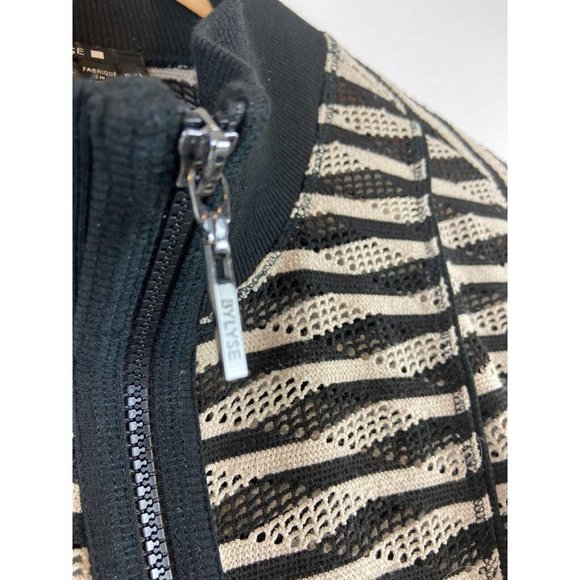 Bylyse Women's Open Front Zip Cardigan Black & Beige Size L - Picture 3 of 10